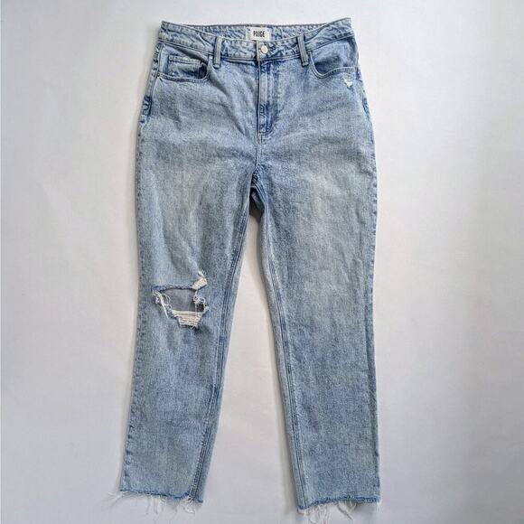 Paige Denim Jeans Stella Women's 31 Blue Raw Hem Distressed Gnarly Destructed - Picture 1 of 10